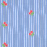 COTTON STRIPE EMBROIDERY FLOWERS - katoen