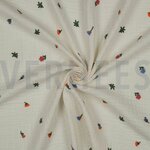 Double gauze geborduurde bloemen- double gauze