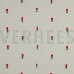 Double gauze ecru met geborduurde tulpen- double gauze