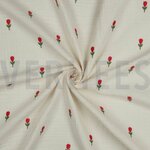 Double gauze ecru met geborduurde tulpen- double gauze