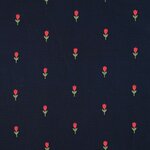 Double gauze navy met geborduurde tulpen- double gauze
