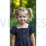 Double gauze navy met geborduurde tulpen- double gauze