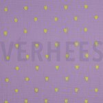 Double gauze paars met geborduurde hartjes- double gauze