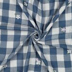 vichy geborduurd bloem blauw - double gauze
