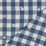 vichy geborduurd bloem blauw - double gauze
