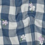 vichy geborduurd bloem blauw - double gauze