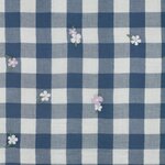 vichy geborduurd bloem blauw - double gauze