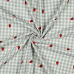vichy geborduurd aardbei - double gauze