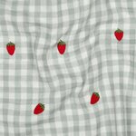 vichy geborduurd aardbei - double gauze