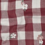 vichy geborduurd bloem roos - double gauze