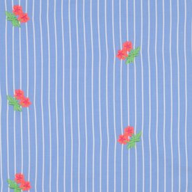 COTTON STRIPE EMBROIDERY FLOWERS - katoen