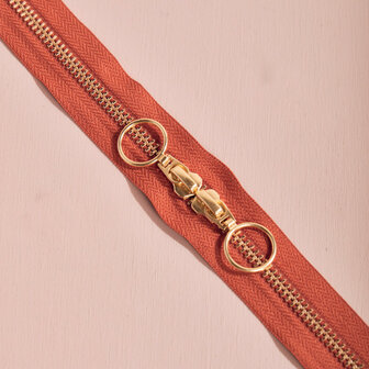 dubbele gouden rits -Chestnut 40 cm 