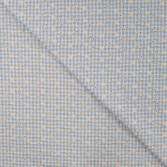 Cotton Seersucker Embroidery blauw - seersucker