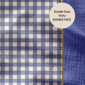 DOUBLE GAUZE VICHY COBALT BLAUW - double gauze