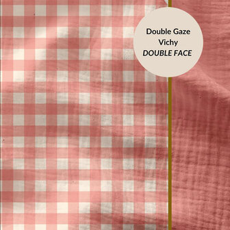 DOUBLE GAUZE VICHY PEACH - double gauze