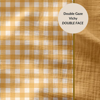 DOUBLE GAUZE VICHY GEEL- double gauze
