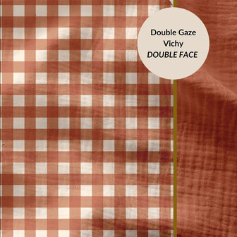 DOUBLE GAUZE VICHY ROEST- double gauze