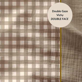 DOUBLE GAUZE VICHY BEIGE- double gauze