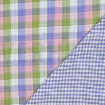 DOUBLE GAUZE VICHY gekleurde ruitjes- double gauze