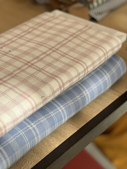ruitjes ecru roos - double gauze