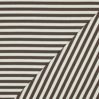 strepen taupe - french terry