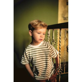 strepen taupe - french terry