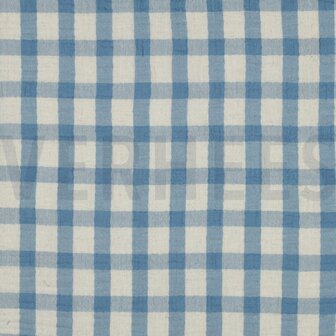 double gauze vichy licht blauw - double gauze