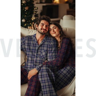 Navy/rood ruiten - Flannel