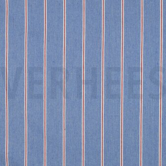 Licht blauwe/rode strepen jeans