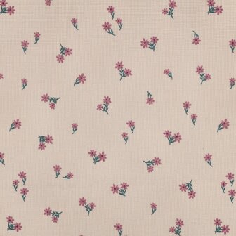 WAFFLE JERSEY FLOWERS LIGHT PINK - waffle jersey