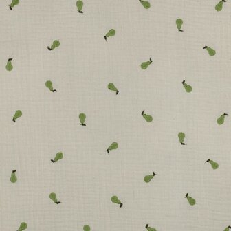 Double gauze ecru met geborduurde PEER - double gauze