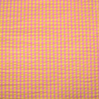 COTTON SEERSUCKER geel/roos geruit - seersucker