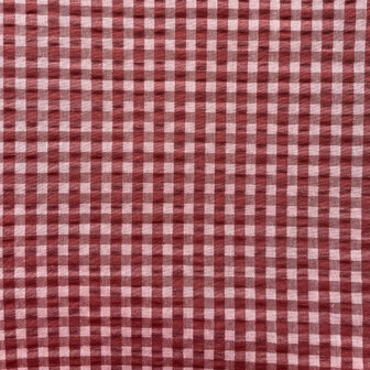 COTTON SEERSUCKER roos/bordeaux geruit - seersucker