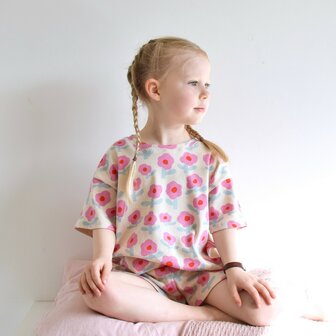 RIB JERSEY GOTS bloemen groen - jersey
