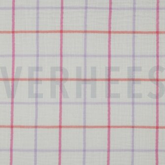 200 x 140 cm Double gauze ruiten roos- double gauze