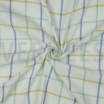 200 x 140 cm Double gauze ruiten groen- double gauze