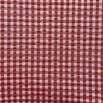 COTTON SEERSUCKER roos/bordeaux geruit - seersucker