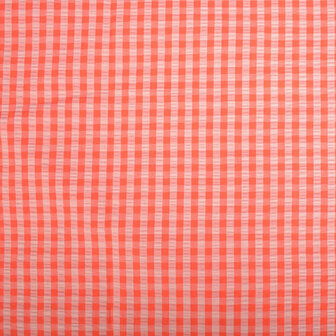 COTTON SEERSUCKER fluo roos geruit - seersucker