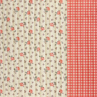 Bloemen/fluo ruitjes - gematelasserde stof