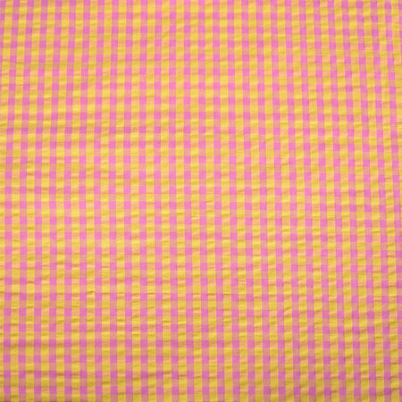 COTTON SEERSUCKER geel/roos geruit - seersucker