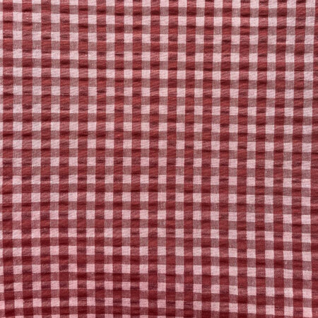 COTTON SEERSUCKER roos/bordeaux geruit - seersucker
