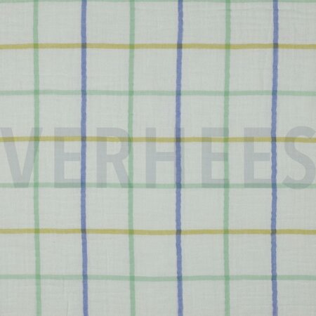 200 x 140 cm Double gauze ruiten groen- double gauze