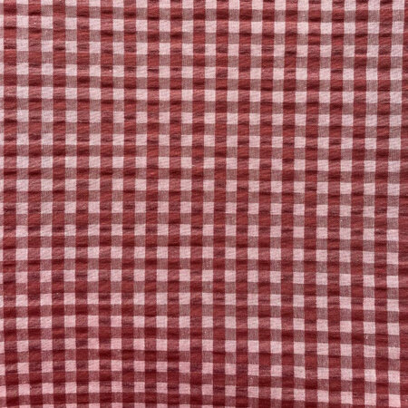 COTTON SEERSUCKER roos/bordeaux geruit - seersucker