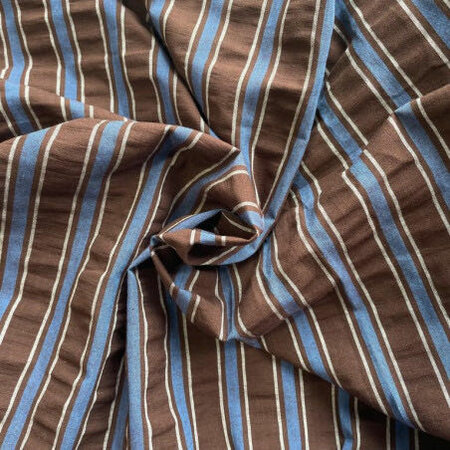 COTTON SEERSUCKER blauw/bruin