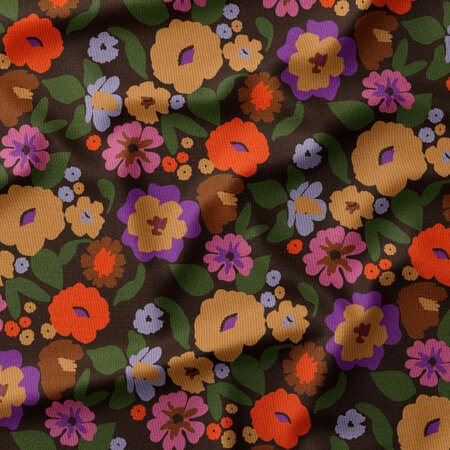 Felgekleurde bloemen op zwart - velours