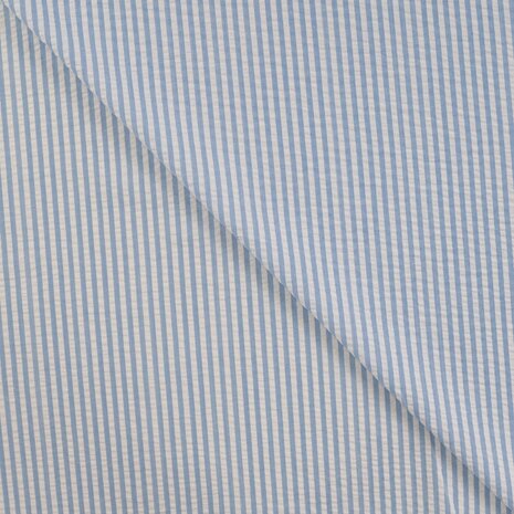 Poly Cotton Seersucker Stripe blue - seersucker