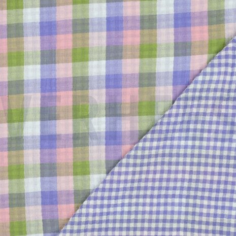 DOUBLE GAUZE VICHY gekleurde ruitjes- double gauze