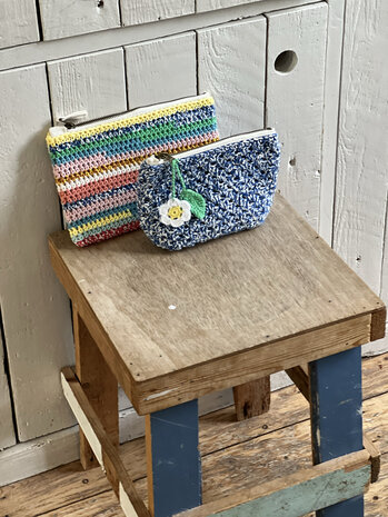 RESERVATIE Haakpakket toiletzak (blauw - wit) 