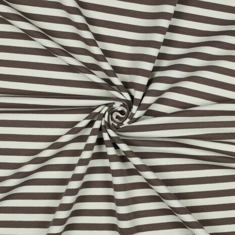 strepen taupe - french terry
