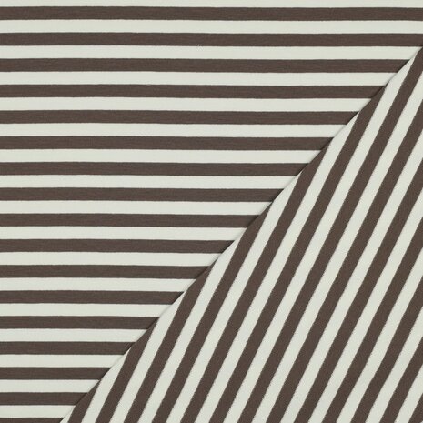 strepen taupe - french terry